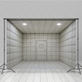 Aperturee - Aperturee White Padded Room Photography Backdrop Asylum Cell for Horror and Escape Room Minimalist Themed Photos